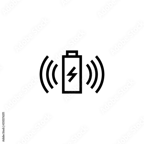 Wireless charging vector icon in linear, outline icon isolated on white background