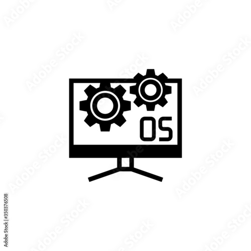 Operating system vector icon in black solid flat design icon isolated on white background