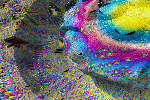 3D render. The embossed background texture, 3d illustration, volumetric drawing. Textures for the design. Three-dimensional texture. 3D Fractal shape.