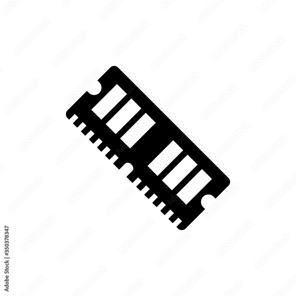 Random access memory icon in black solid flat design icon isolated on white background Random access memory icon in black solid flat design icon isolated on white background