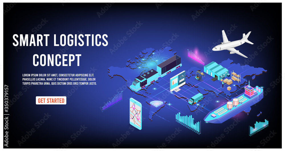 Modern isometric design concept of Smart Logistics with global ...