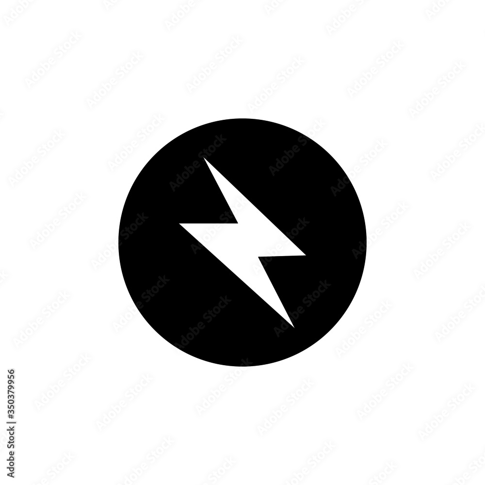 Lightning icon vector in black solid flat design icon isolated on white background Lightning icon vector in black solid flat design icon isolated on white background