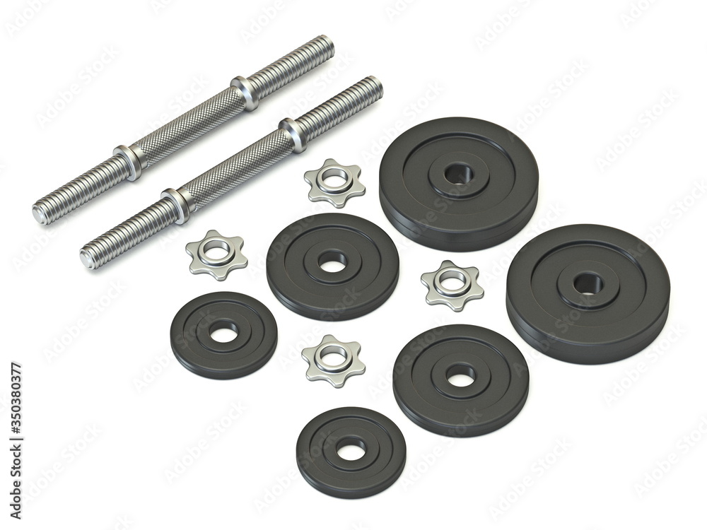 Dumbbell disassembled Home workout concept 3D Dumbbell disassembled Home workout concept 3D