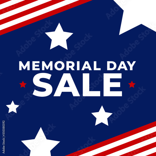 Memorial Day Celebration Holiday Sale Patriotic Vector Banner Graphic Illustration Web Template, Square