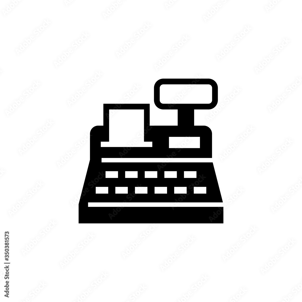 Cashier machine icon in black solid flat design icon isolated on white background Cashier machine icon in black solid flat design icon isolated on white background
