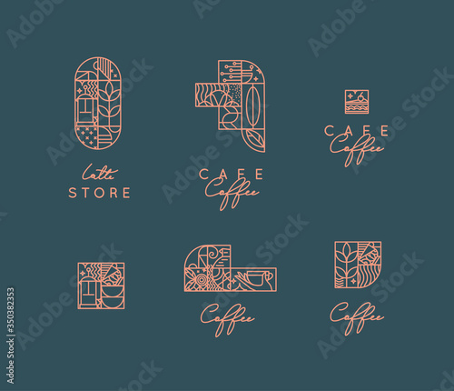 Art Deco coffee symbols dark