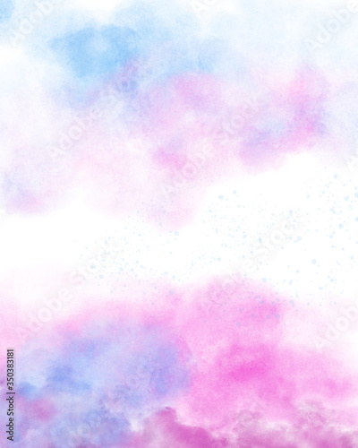 Abstract hand-drawn watercolor background painted with watercolor with splashes. There is blank place for your text.