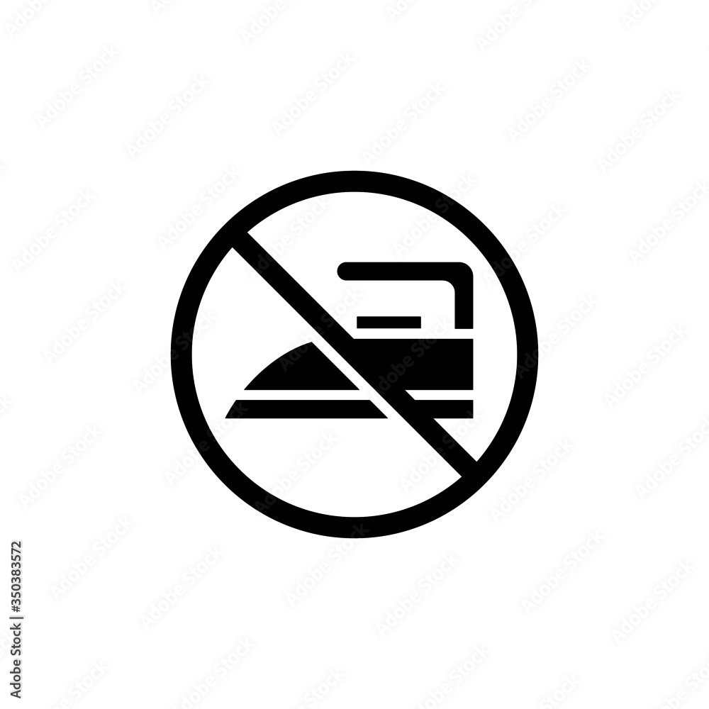 No ironing icon in black solid flat design icon isolated on white background No ironing icon in black solid flat design icon isolated on white background