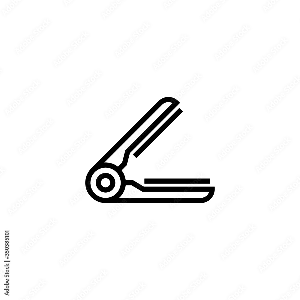 Flat iron vector icon in linear, outline icon isolated on white background