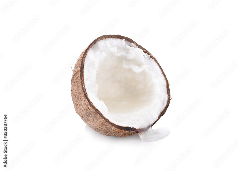 halves of coconut isolated on a white background halves of coconut isolated on a white background