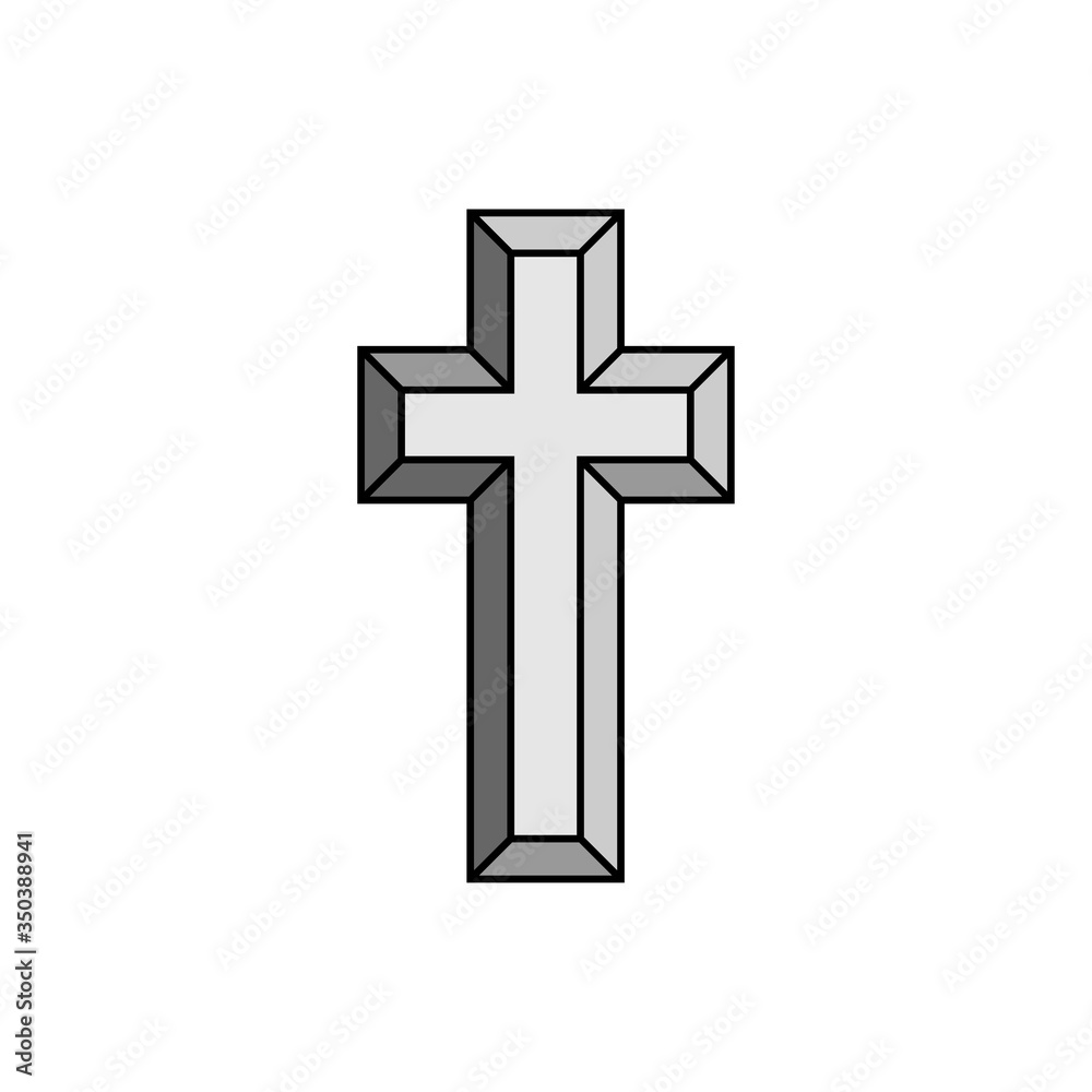 Illustration of an isolated grey cristian cross icon