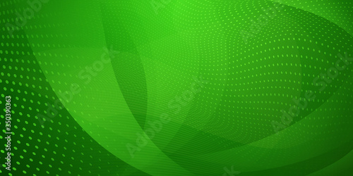 Abstract background made of halftone dots and curved lines in green colors photo