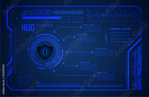 binary circuit board future technology, blue HUD world cyber security concept background, 