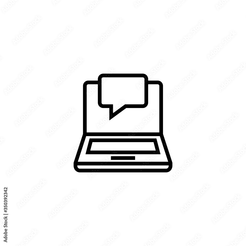 Online chat vector icon in linear, outline icon isolated on white background