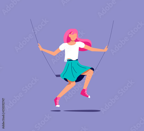 Young woman sit on swing