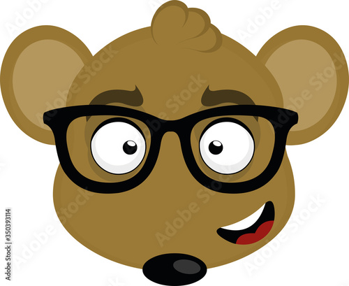 Vector illustration of the face of a cute cartoon mouse with glasses