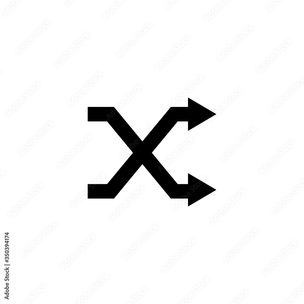 Obraz premium Suffle symbol vector icon in black solid flat design icon isolated on white background