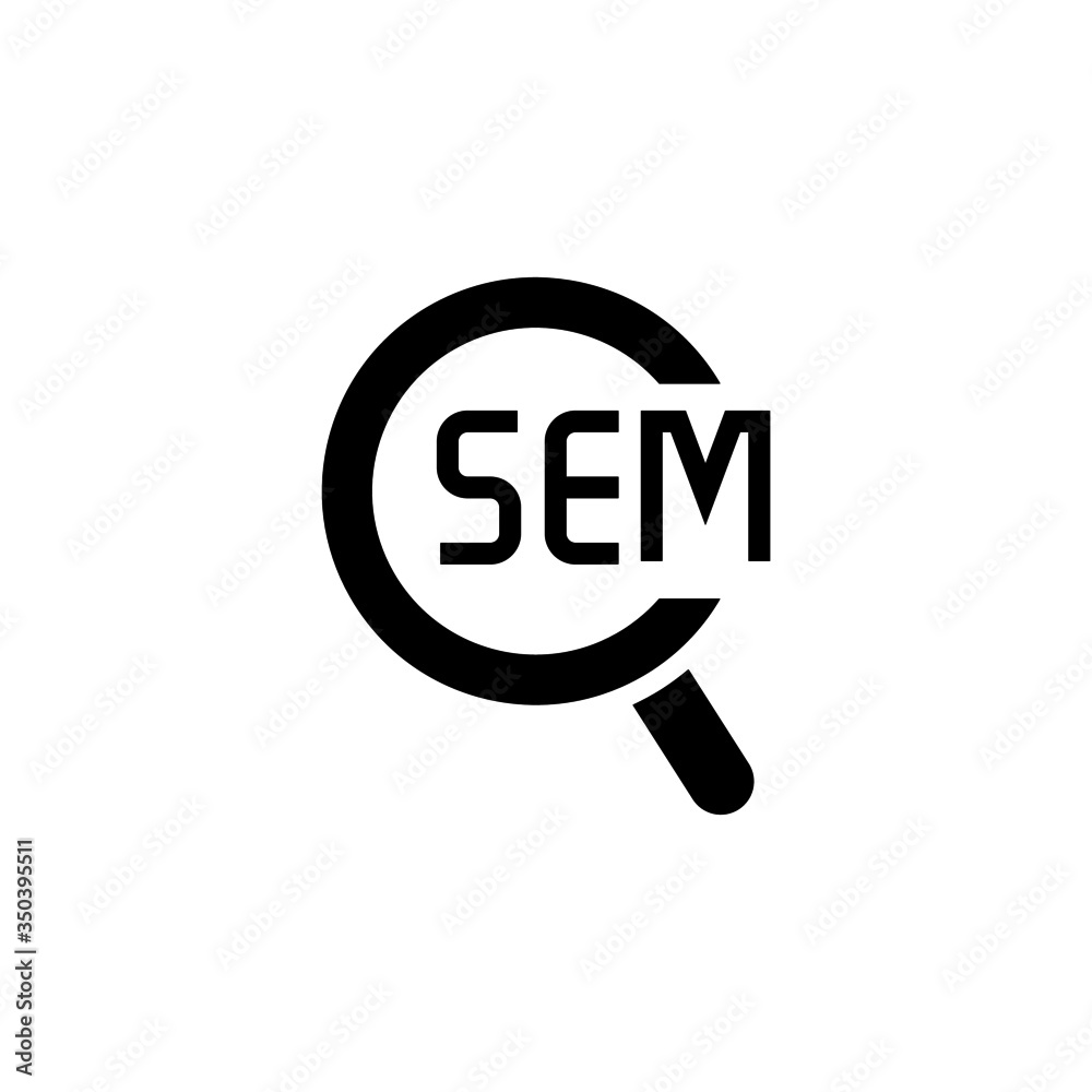 Sem vector icon in black solid flat design icon isolated on white background Sem vector icon in black solid flat design icon isolated on white background
