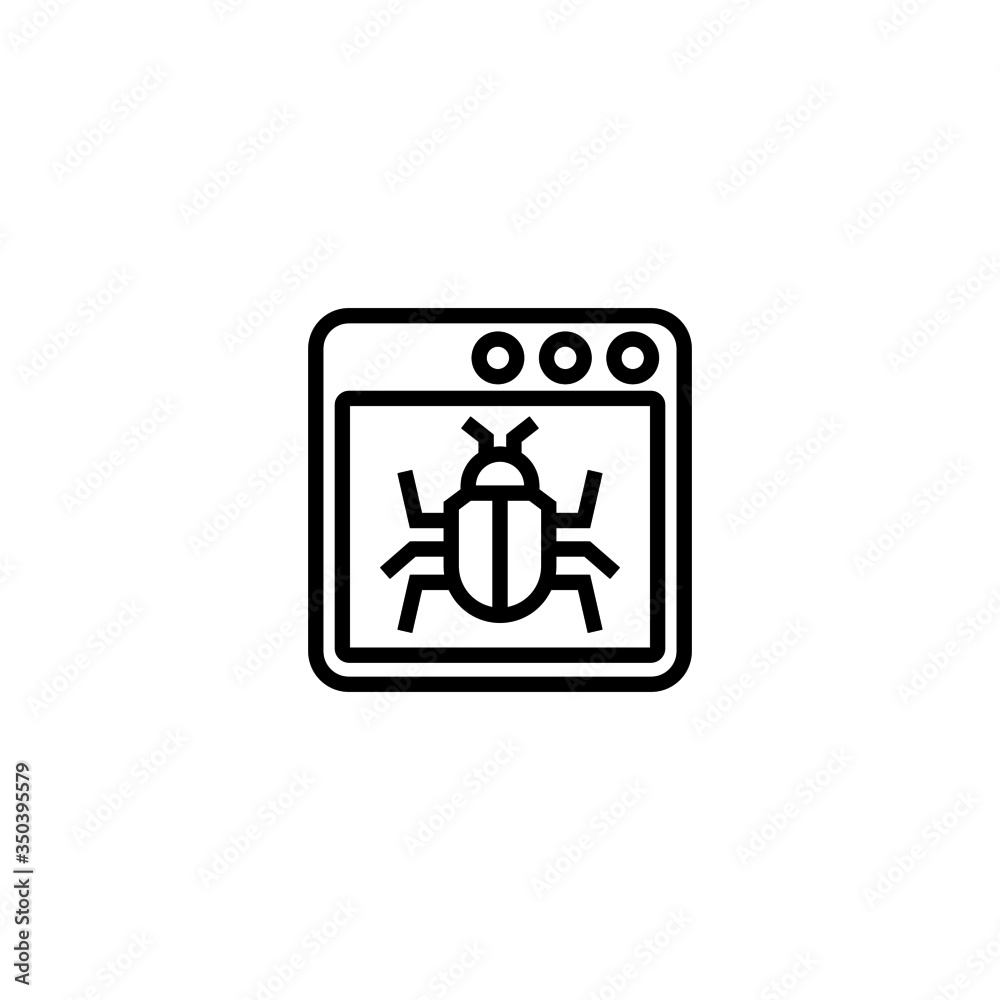 Fototapeta premium Bugs icon vector in linear, outline icon isolated on white background