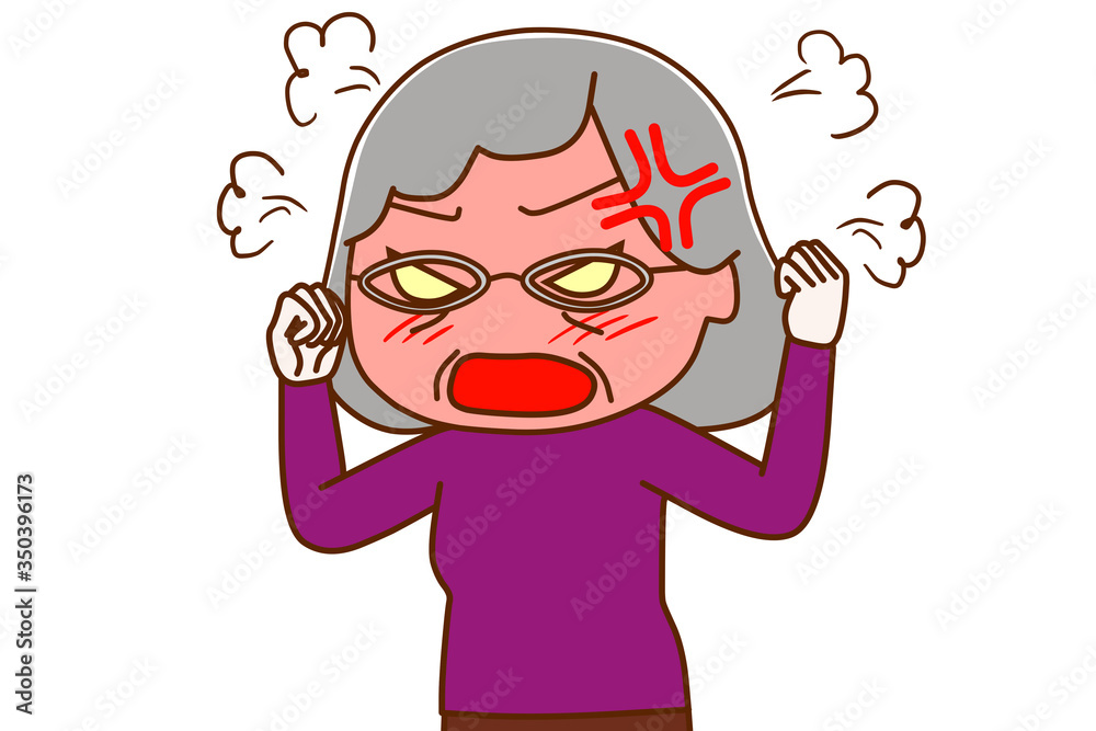 怒り狂う高齢の女性