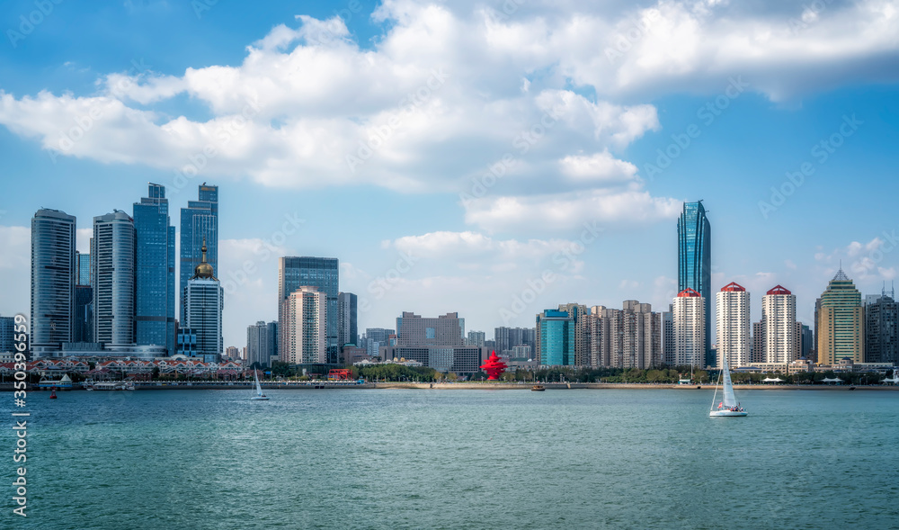 Modern urban landscape skyline of Qingdao, China..