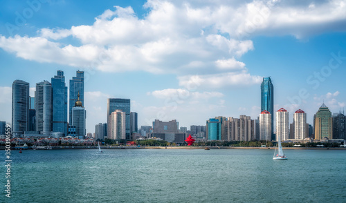 Modern urban landscape skyline of Qingdao, China..