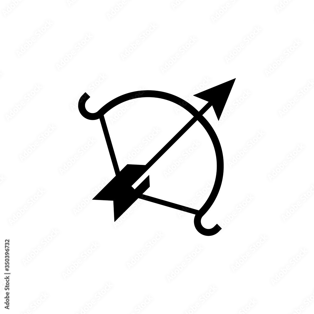archer, arrow icon vector in black solid flat design icon isolated on white background