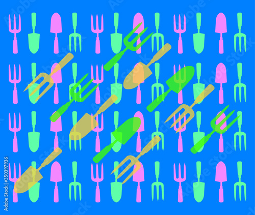 Gardening trowel and spade pattern vector