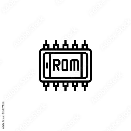 Rom icon vector smartphone in linear, outline icon isolated on white background