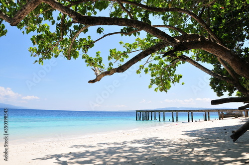 Fototapeta Naklejka Na Ścianę i Meble -  a very beautiful beach in the morning, named LIANG beach, located in the city of Ambon, Maluku