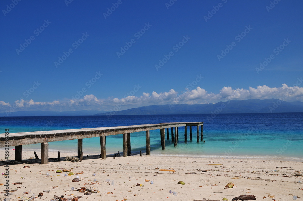 a very beautiful beach in the morning, named LIANG beach, located in the city of Ambon, Maluku