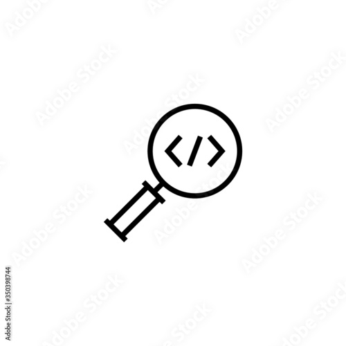 Code review icon in linear, outline icon isolated on white background