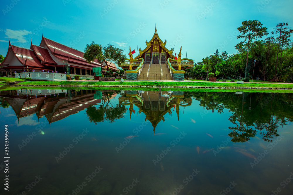 Background of Wat Pa Charoen Rat, Pathum Thani Province Dharma Practice Center 13, Buddhist people come to make merit, Khlong 11 (Sai Klang), Bueng Thonglang Subdistrict Lam Luk Ka District, Thailand