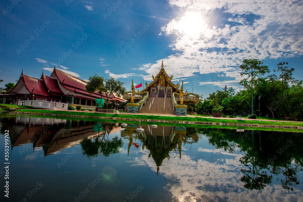 Background of Wat Pa Charoen Rat, Pathum Thani Province Dharma Practice Center 13, Buddhist people come to make merit, Khlong 11 (Sai Klang), Bueng Thonglang Subdistrict Lam Luk Ka District, Thailand