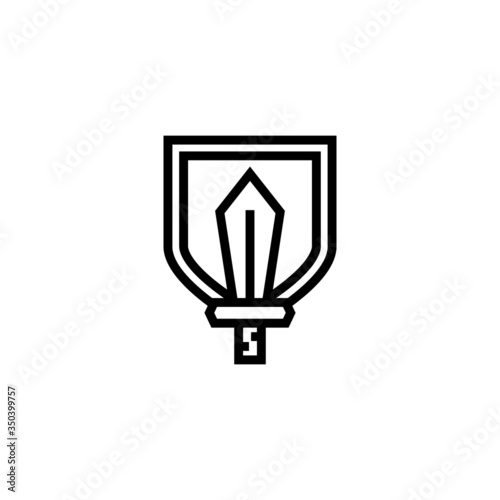 Sword and Shield icon, Role playing game vector icon in linear, outline icon isolated on white background