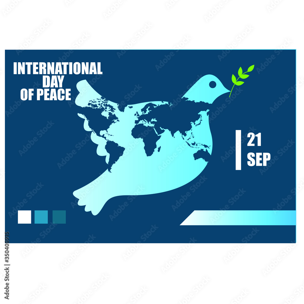 Vector illustration International day of Peace. Dove of peace. World Peace Day greeting card illustration