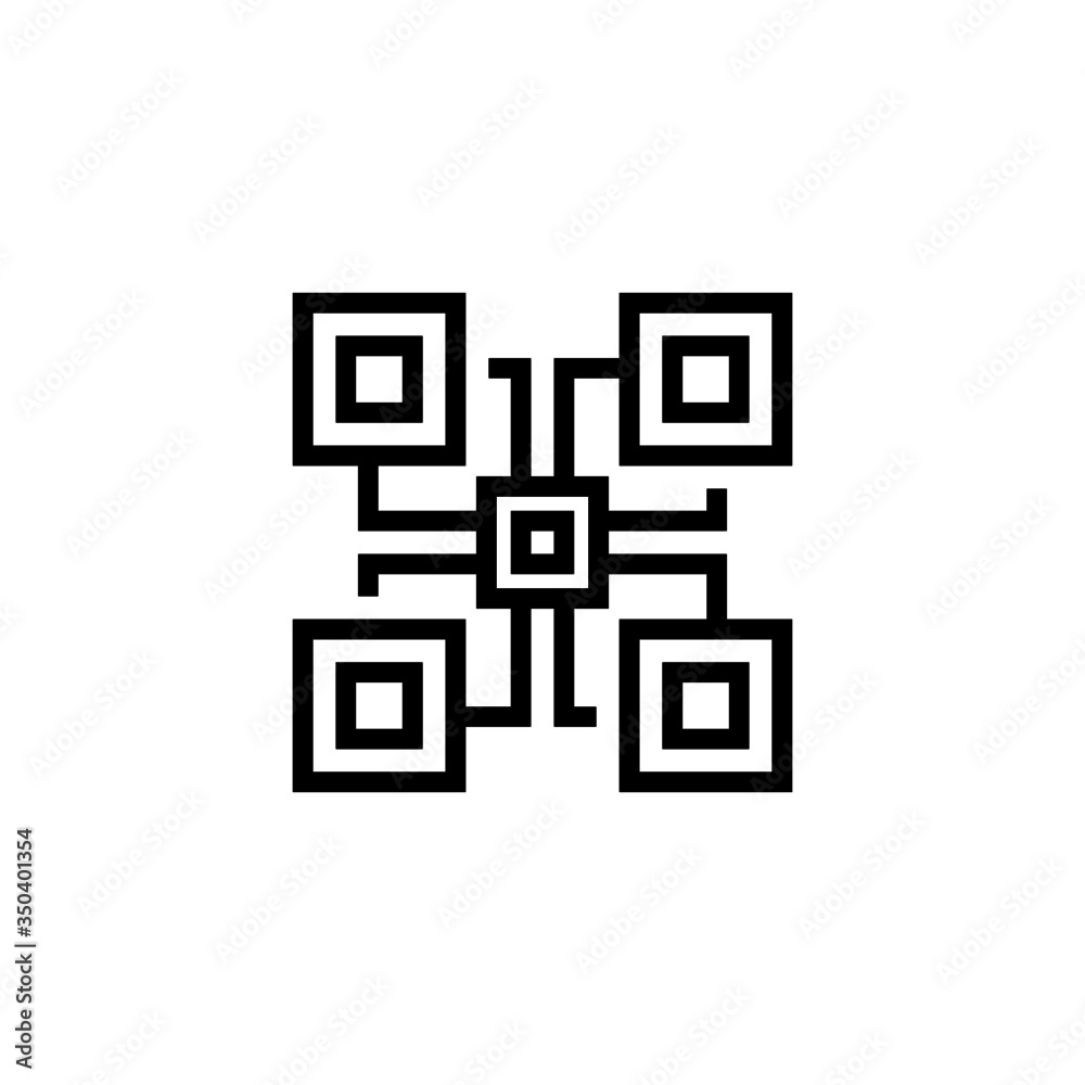 Qr code vector icon in linear, outline icon isolated on white background