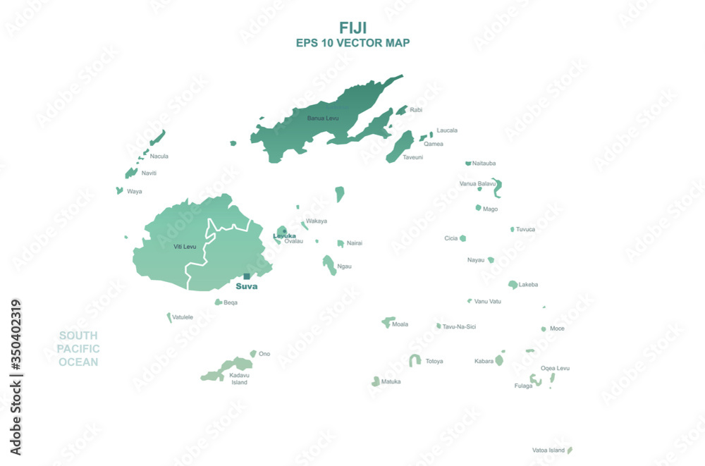Fototapeta premium fiji map. fiji islands vector. detailed oceania countries vector map.