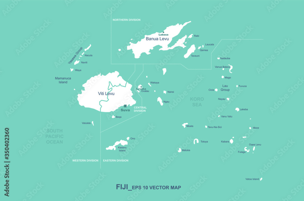 Naklejka premium fiji map. fiji islands vector. detailed oceania countries vector map. 