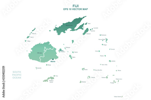 fiji map. fiji islands vector. detailed oceania countries vector map. 