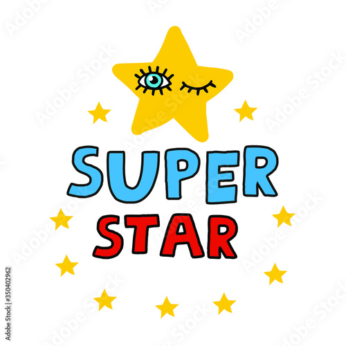 doodle inscription super star with a yellow star