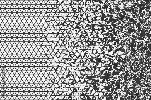 Vector abstract grid of lines, cells, and destruction. Illustration of a background pattern.