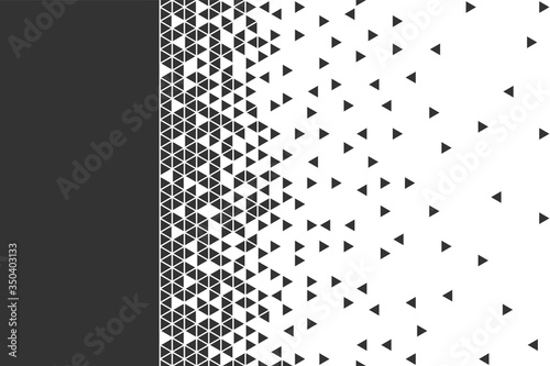 Many monochrome triangles fade, burst. The margins for the text. Vector illustration template.