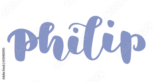 German spelling of the male name Philip. German lettering. Deutsch spelling. Calligraphy male name, isolated over white.