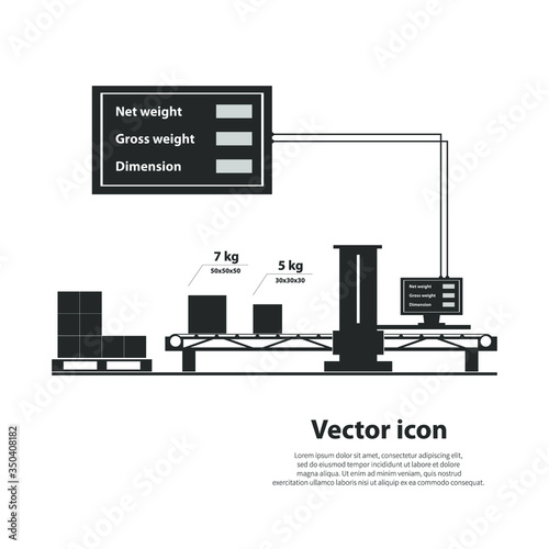 Volume and weight measuring system. Vector illustration.
