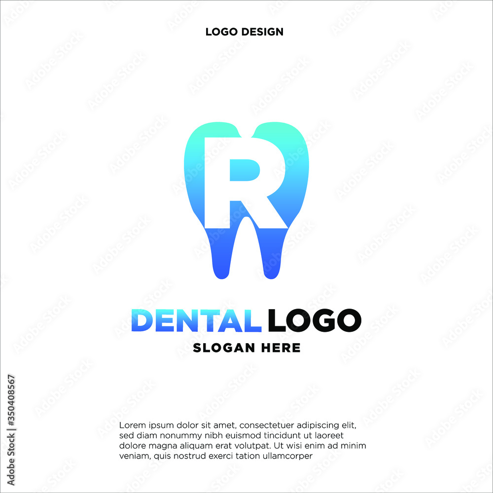 Initial Letter R Dental Logo Design Template Initial Letter R Dental Logo Design Template