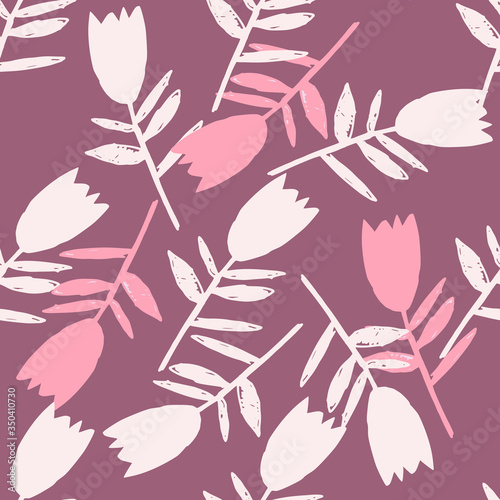 Abstract bluebell flowers seamless pattern. Floral endless wallpaper.