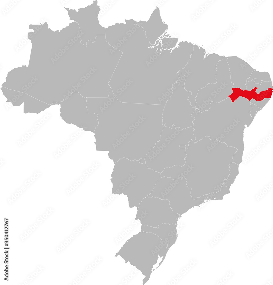 Pernambuco state highlighted on Brazil map. Business concepts and backgrounds.