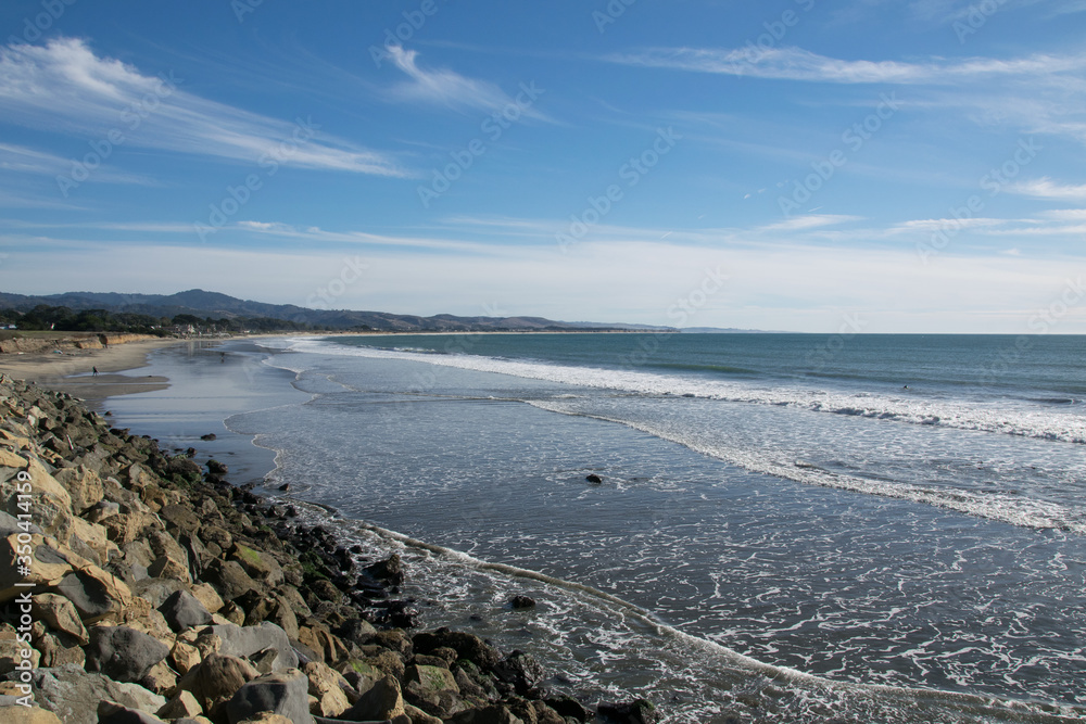 The beautiful coastline of Half Moon Bay beach, California USA.