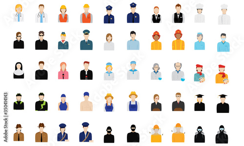 Professions icons over a white background